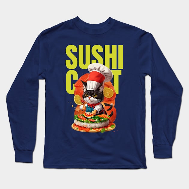 sushi cat Long Sleeve T-Shirt by mmpower